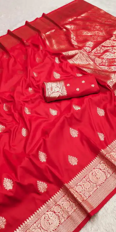 Red Soft Banarasi Cotton Silk Zari Work Saree | Sarees, Bollywood Sarees, Creative Sarees, Designer Sarees, Embroidered Sarees, Ethnic Saree, Modern Digital sarees, Party Wear Sarees