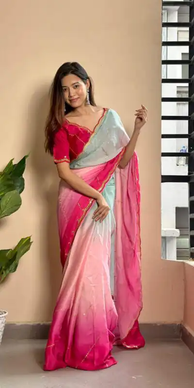 Red Soft Georgette Satin With Digital Print Embroidery Work Saree | Sarees, Bollywood Sarees, Creative Sarees, Designer Sarees, Embroidered Sarees, Ethnic Saree, Modern Digital sarees, Party Wear Sarees