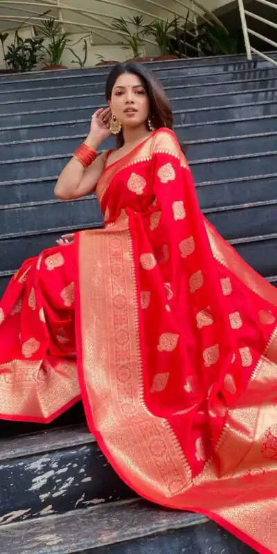 Red Soft Lichi Jacquard Rich Pallu Saree | Sarees, Bollywood Sarees, Creative Sarees, Designer Sarees, Embroidered Sarees, Ethnic Saree, Modern Digital sarees, Party Wear Sarees