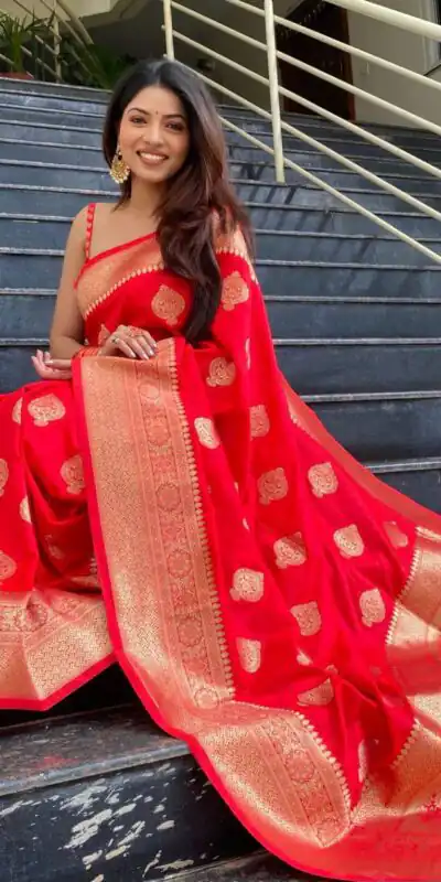 Red Soft Lichi Jacquard Rich Pallu Saree | Sarees, Bollywood Sarees, Creative Sarees, Designer Sarees, Embroidered Sarees, Ethnic Saree, Modern Digital sarees, Party Wear Sarees