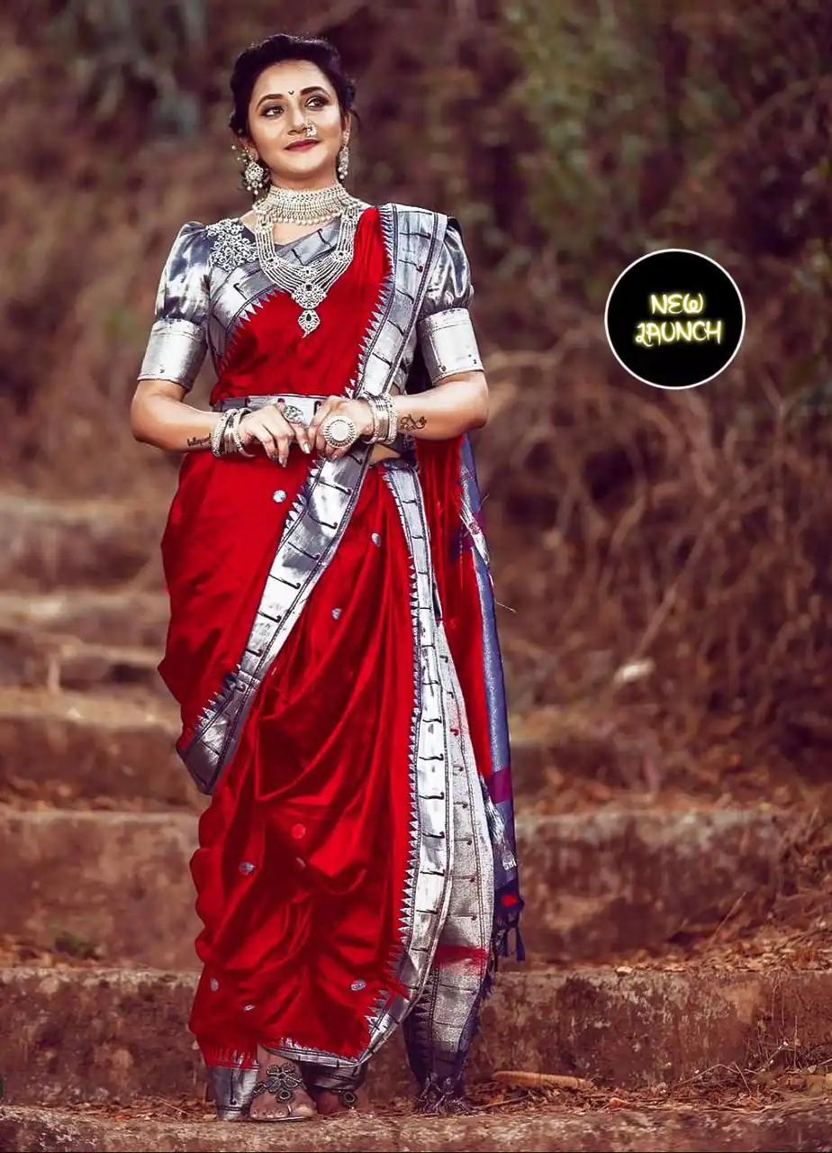 Red Soft Lichi Silk All Over Border Work Saree | Sarees, Bollywood Sarees, Creative Sarees, Designer Sarees, Embroidered Sarees, Ethnic Saree, Modern Digital sarees, Party Wear Sarees