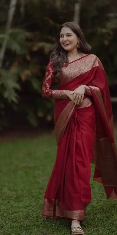 Red Soft Lichi Silk Border Lace Work Saree | Sarees, Bollywood Sarees, Creative Sarees, Designer Sarees, Embroidered Sarees, Ethnic Saree, Modern Digital sarees, Party Wear Sarees