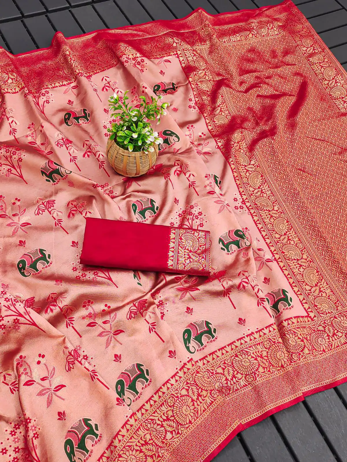 Red Soft Lichi Silk Jacquard Saree | Sarees, Bollywood Sarees, Creative Sarees, Designer Sarees, Embroidered Sarees, Ethnic Saree, Modern Digital sarees, Party Wear Sarees