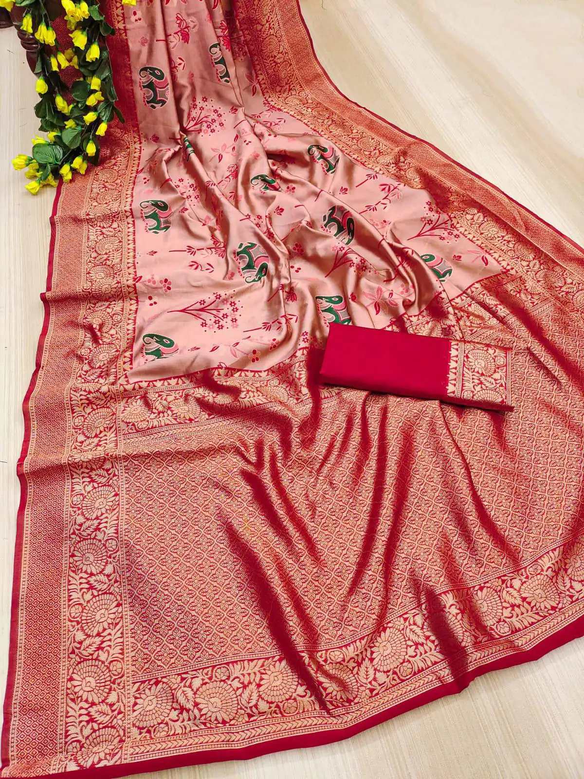 Red Soft Lichi Silk Jacquard Saree | Sarees, Bollywood Sarees, Creative Sarees, Designer Sarees, Embroidered Sarees, Ethnic Saree, Modern Digital sarees, Party Wear Sarees