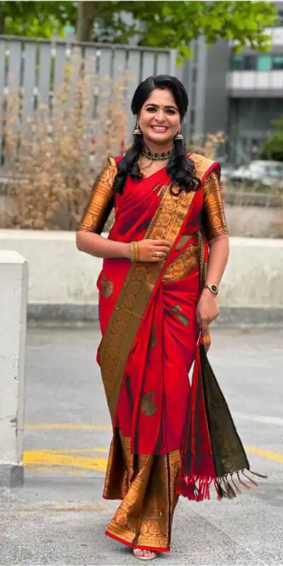 Red Soft Lichi Silk Jacquard Work All Over Saree | Sarees, Bollywood Sarees, Creative Sarees, Designer Sarees, Embroidered Sarees, Ethnic Saree, Modern Digital sarees, Party Wear Sarees
