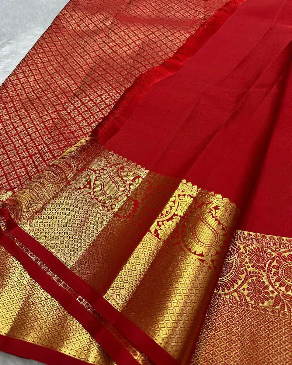 Red Soft Lichi Silk Lace Zari Work Saree | Sarees, Bollywood Sarees, Creative Sarees, Designer Sarees, Embroidered Sarees, Ethnic Saree, Modern Digital sarees, Party Wear Sarees