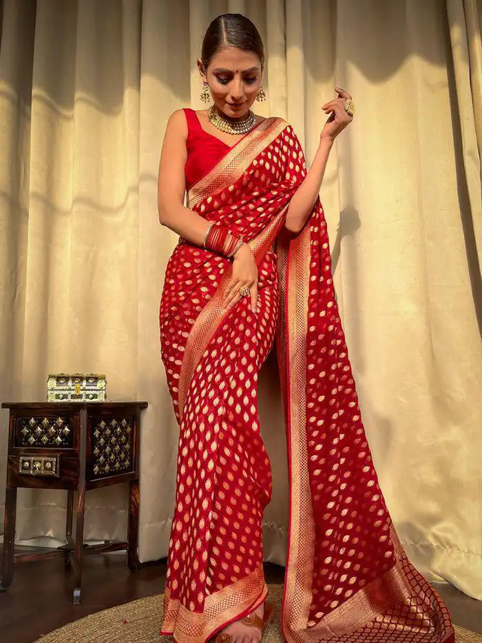 Red Soft Lichi Silk Rich Pallu Work Saree | Sarees, Bollywood Sarees, Creative Sarees, Designer Sarees, Embroidered Sarees, Ethnic Saree, Modern Digital sarees, Party Wear Sarees