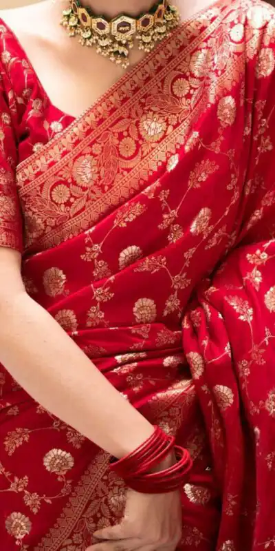 Red Soft Lichi Silk With Jacquard Work Saree | Sarees, Bollywood Sarees, Creative Sarees, Designer Sarees, Embroidered Sarees, Ethnic Saree, Modern Digital sarees, Party Wear Sarees