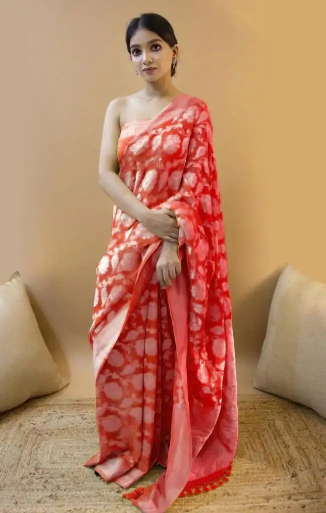 Red Soft Lichi Silk Zahlar Saree | Sarees, Bollywood Sarees, Creative Sarees, Designer Sarees, Embroidered Sarees, Ethnic Saree, Modern Digital sarees, Party Wear Sarees