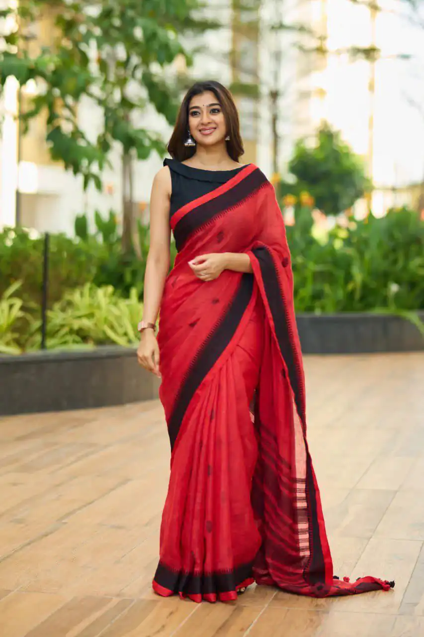 Red Soft Lilan Slab  Lace Border Saree | Sarees, Bollywood Sarees, Creative Sarees, Designer Sarees, Embroidered Sarees, Ethnic Saree, Modern Digital sarees, Party Wear Sarees