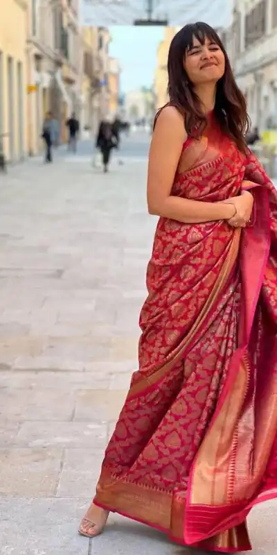 Red Soft Litchi Silk Jacquard Work Saree | Sarees, Bollywood Sarees, Creative Sarees, Designer Sarees, Embroidered Sarees, Ethnic Saree, Modern Digital sarees, Party Wear Sarees