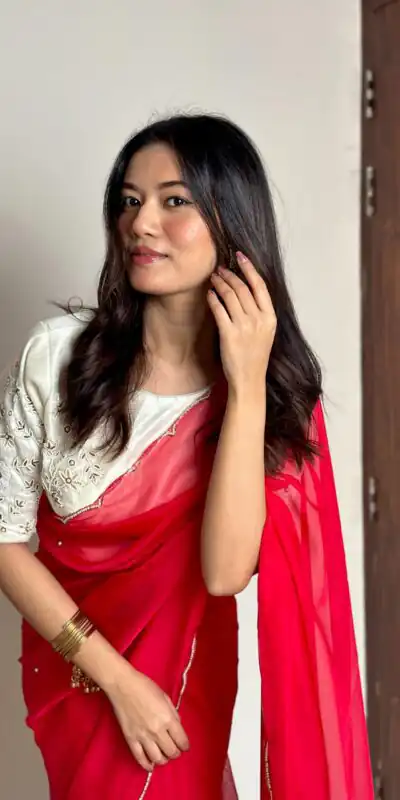 Red Soft Organza With Handwork Saree | Sarees, Bollywood Sarees, Creative Sarees, Designer Sarees, Embroidered Sarees, Ethnic Saree, Modern Digital sarees, Party Wear Sarees