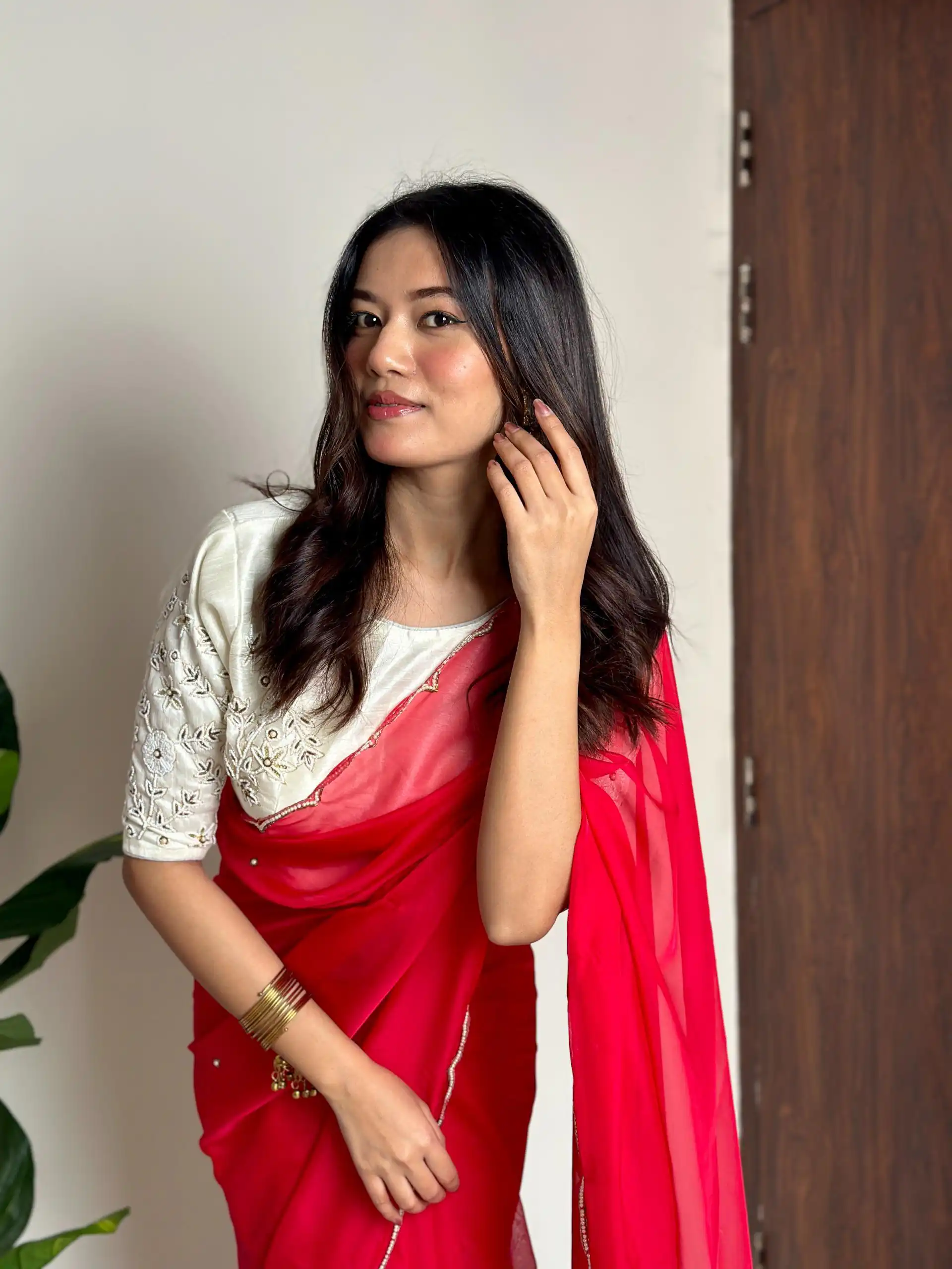 Red Soft Organza With Handwork Saree | Sarees, Bollywood Sarees, Creative Sarees, Designer Sarees, Embroidered Sarees, Ethnic Saree, Modern Digital sarees, Party Wear Sarees