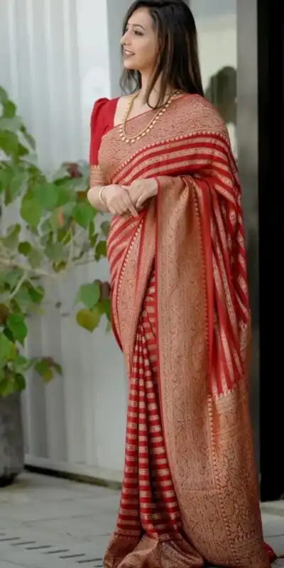 Red Soft Silk Jacquard Work On All Over Saree | Sarees, Bollywood Sarees, Creative Sarees, Designer Sarees, Embroidered Sarees, Ethnic Saree, Modern Digital sarees, Party Wear Sarees