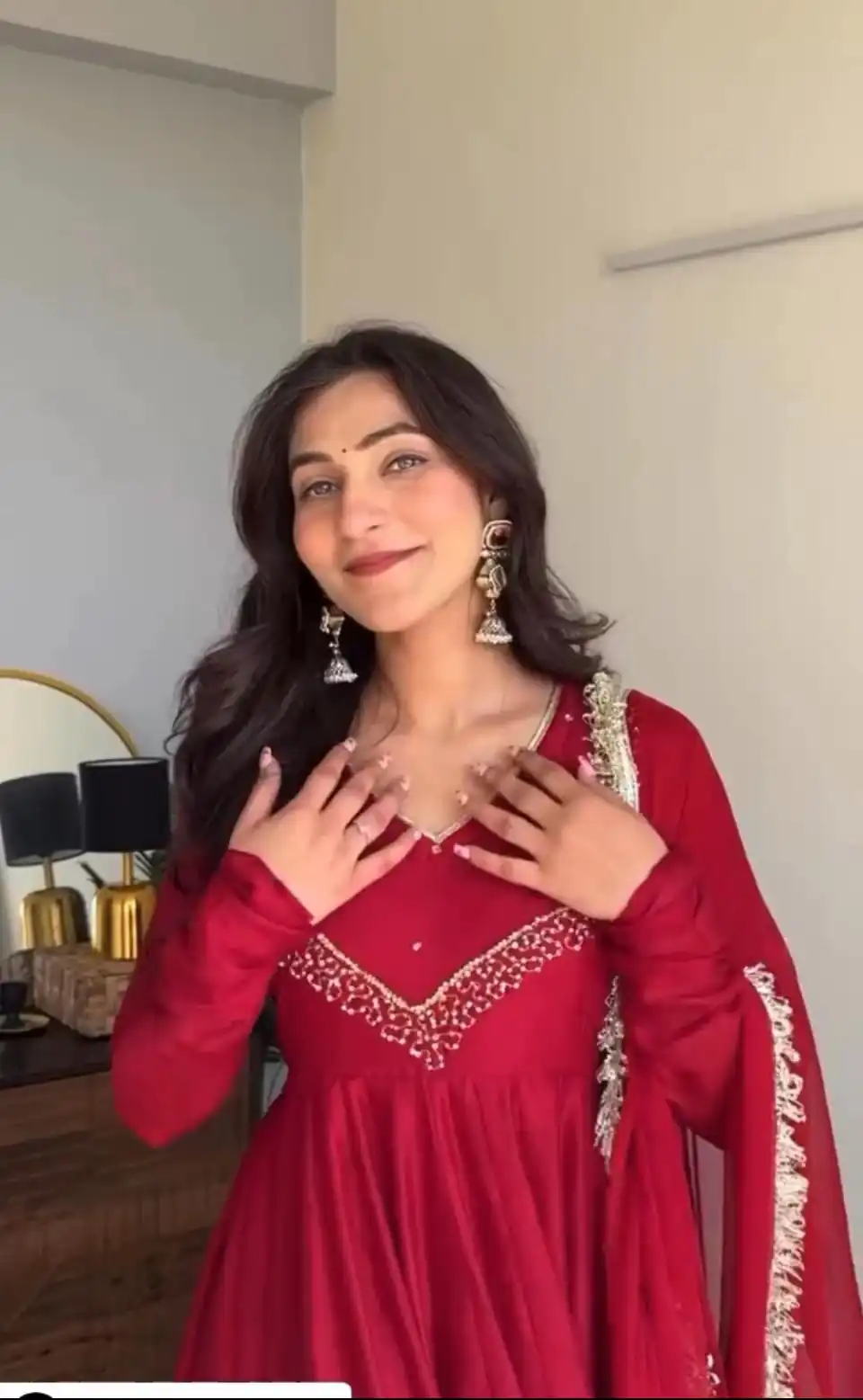Red Star Georgette Embroidery Lace Work Gown | Gowns, Bollywood Gowns, Creative Gowns, Designer Gowns, Embroidered Gowns, Party Wear Gowns