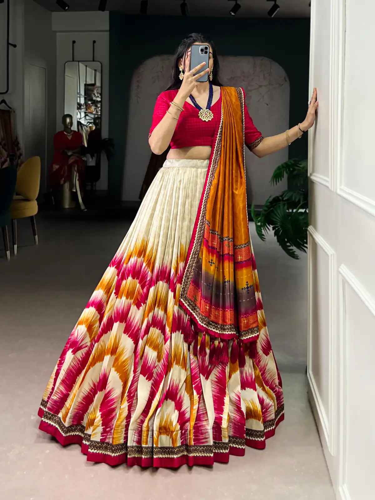 Red Taser Silk Printed Lehenga Choli | Lehenga, Bollywood Lehenga, Creative Lehenga, Designer Lehenga, Embroidered Lehenga, Party Wear Lehenga