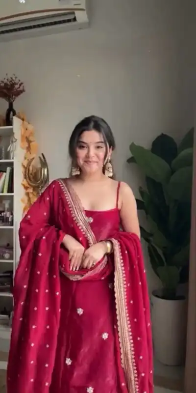 Red Thread With Sequence Salwar Suit | Jump Suits, Salwar suit, Casual Suits, Creative suits, Designer Suits, Palazzo Suits, Party Wear Suits, Patiala Suits, Straight Suits