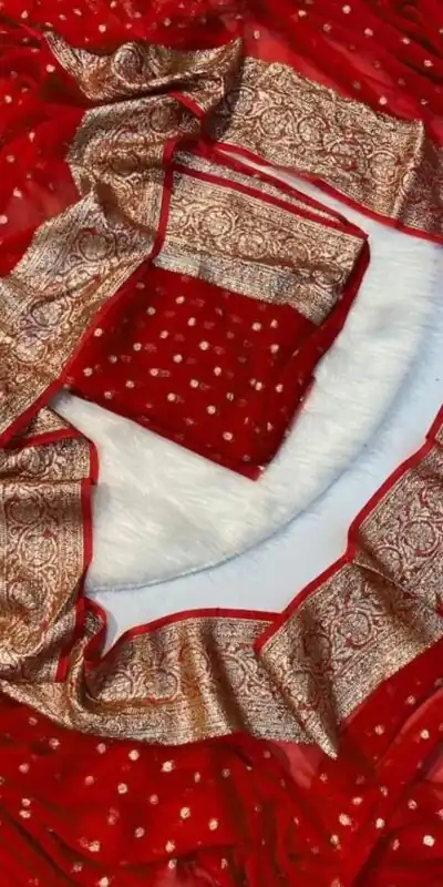 Red Viscose Georgette With Running Blouse Saree | Sarees, Bollywood Sarees, Creative Sarees, Designer Sarees, Embroidered Sarees, Ethnic Saree, Modern Digital sarees, Party Wear Sarees