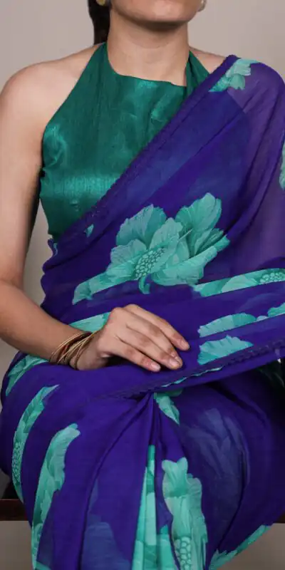 Royal Blue Chiffon With Lace Work Saree | Sarees, Bollywood Sarees, Creative Sarees, Designer Sarees, Embroidered Sarees, Ethnic Saree, Modern Digital sarees, Party Wear Sarees