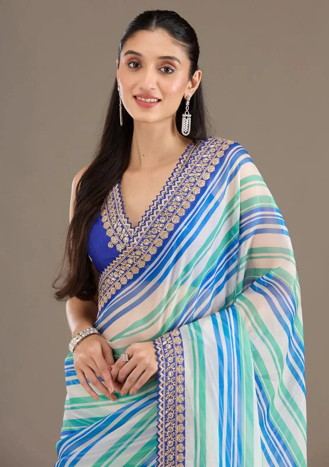 Royal Blue Chinon Silk Embroidery Cut Work Saree | Sarees, Bollywood Sarees, Creative Sarees, Designer Sarees, Embroidered Sarees, Ethnic Saree, Modern Digital sarees, Party Wear Sarees