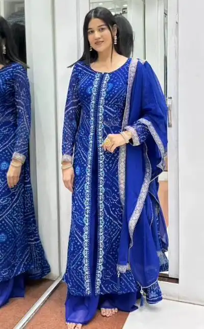 Royal Blue Faux Georgette Sequins Work Salwar Suit | Jump Suits, Salwar suit, Casual Suits, Creative suits, Designer Suits, Palazzo Suits, Party Wear Suits, Patiala Suits, Straight Suits
