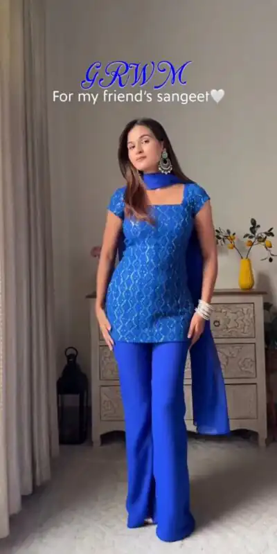 Royal Blue Faux Georgette Thread Work Salwar Suit | Jump Suits, Salwar suit, Casual Suits, Creative suits, Designer Suits, Palazzo Suits, Party Wear Suits, Patiala Suits, Straight Suits