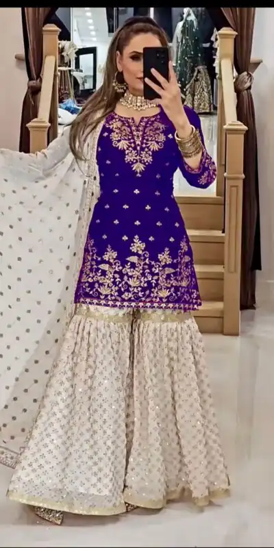Royal Blue Fox Georgette Embroidery Lace Work Salwar Suit | Jump Suits, Tops & Bottoms, Track Suits, Salwar suit, Casual Suits, Creative suits, Designer Suits, Palazzo Suits, Party Wear Suits, Patiala Suits, Straight Suits, Trendy Wear