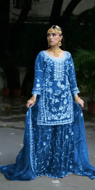 Royal Blue Fox Georgette Embroidery Work Salwar Suit | Jump Suits, Salwar suit, Casual Suits, Creative suits, Designer Suits, Palazzo Suits, Party Wear Suits, Patiala Suits, Straight Suits