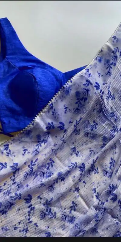 Royal Blue Georgette Digital Crochet Work Saree | Sarees, Bollywood Sarees, Creative Sarees, Designer Sarees, Embroidered Sarees, Ethnic Saree, Modern Digital sarees, Party Wear Sarees