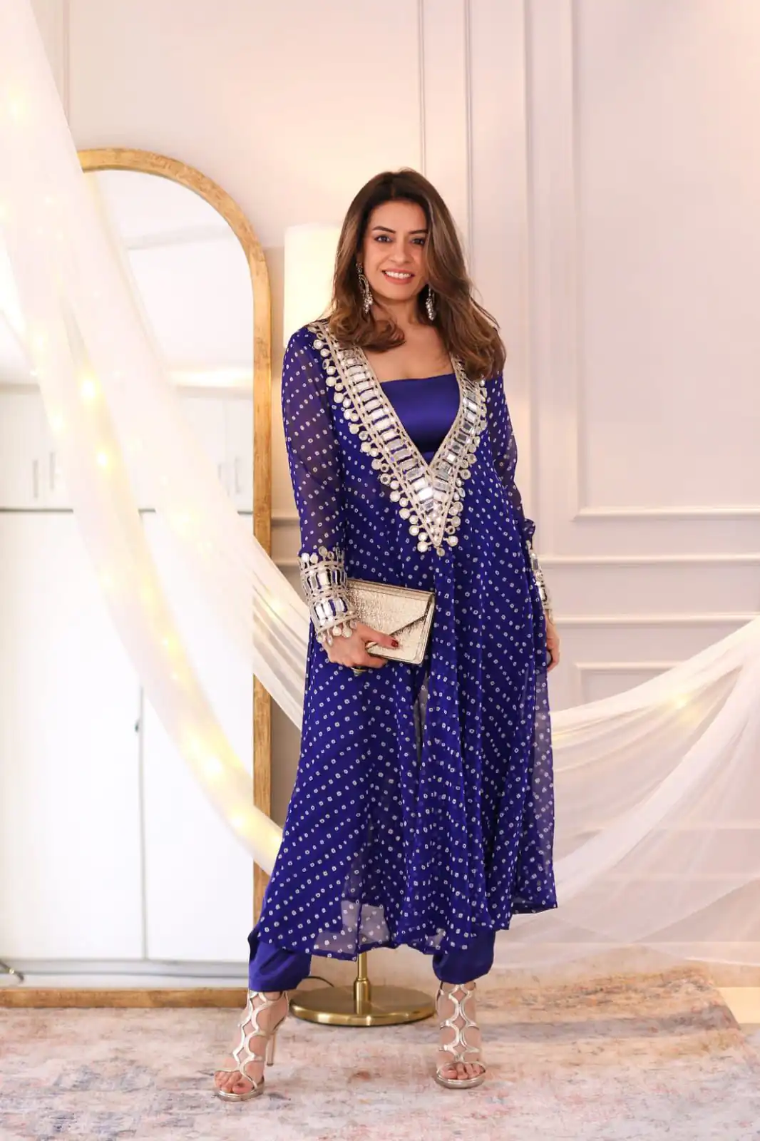 Royal Blue Georgette Embroidery Mirror Work Kurti | Kurti, Bollywood Kurti, Creative Kurtis, Designer Kurti, Party Wear Kurti, Selfie Kurti