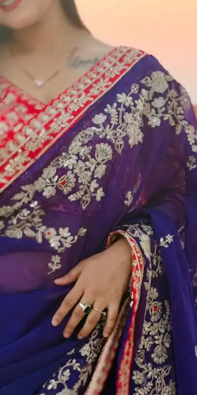 Royal Blue Georgette With Embroidery Work Saree | Sarees, Bollywood Sarees, Creative Sarees, Designer Sarees, Embroidered Sarees, Ethnic Saree, Modern Digital sarees, Party Wear Sarees