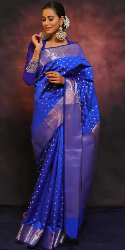 Royal Blue Lichi Silk Jacquard Rich Pallu Saree | Sarees, Bollywood Sarees, Creative Sarees, Designer Sarees, Embroidered Sarees, Ethnic Saree, Modern Digital sarees, Party Wear Sarees