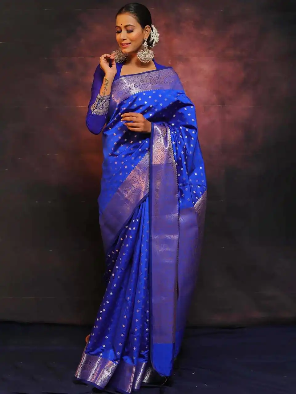 Royal Blue Lichi Silk Jacquard Rich Pallu Saree | Sarees, Bollywood Sarees, Creative Sarees, Designer Sarees, Embroidered Sarees, Ethnic Saree, Modern Digital sarees, Party Wear Sarees