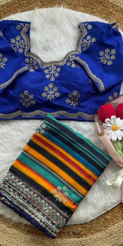 Royal Blue Soft Organza Embroidery Work Lace Saree | Sarees, Bollywood Sarees, Creative Sarees, Designer Sarees, Embroidered Sarees, Ethnic Saree, Modern Digital sarees, Party Wear Sarees