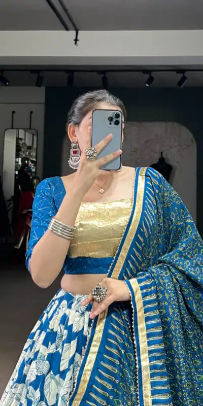 Royal Blue Tasar Silk Lace Work Lehenga Choli | Lehenga, Bollywood Lehenga, Creative Lehenga, Designer Lehenga, Embroidered Lehenga, Party Wear Lehenga