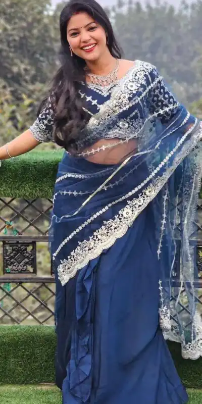 Royal Blue Vichitra Embroidery Lehenga Saree | Lehenga, Bollywood Lehenga, Creative Lehenga, Designer Lehenga, Embroidered Lehenga, Party Wear Lehenga