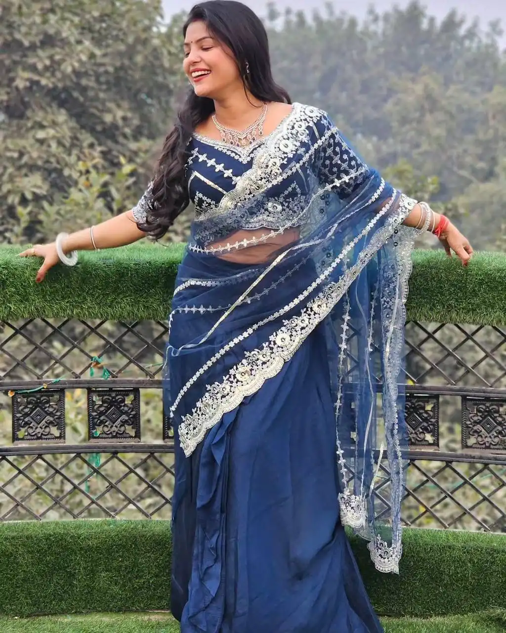 Royal Blue Vichitra Embroidery Lehenga Saree | Lehenga, Bollywood Lehenga, Creative Lehenga, Designer Lehenga, Embroidered Lehenga, Party Wear Lehenga