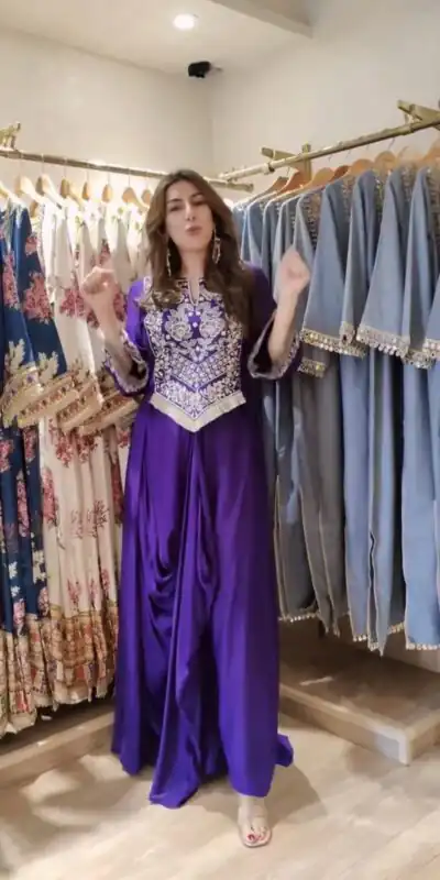 Royal Purple French Crape Embroidery Work Dhoti Suit | Jump Suits, Salwar suit, Casual Suits, Creative suits, Designer Suits, Palazzo Suits, Party Wear Suits, Patiala Suits, Straight Suits