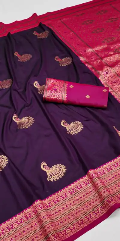 Royal Purple Soft Silk Zari Lace Work Saree | Sarees, Bollywood Sarees, Creative Sarees, Designer Sarees, Embroidered Sarees, Ethnic Saree, Modern Digital sarees, Party Wear Sarees
