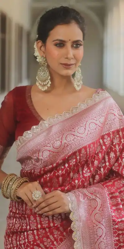 Royal Red Jacquard Embroidery Cording Lace Saree | Sarees, Bollywood Sarees, Creative Sarees, Designer Sarees, Embroidered Sarees, Ethnic Saree, Modern Digital sarees, Party Wear Sarees