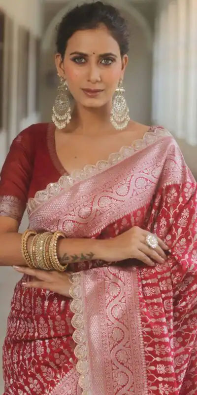 Royal Red Jacquard Embroidery Cording Lace Saree | Sarees, Bollywood Sarees, Creative Sarees, Designer Sarees, Embroidered Sarees, Ethnic Saree, Modern Digital sarees, Party Wear Sarees