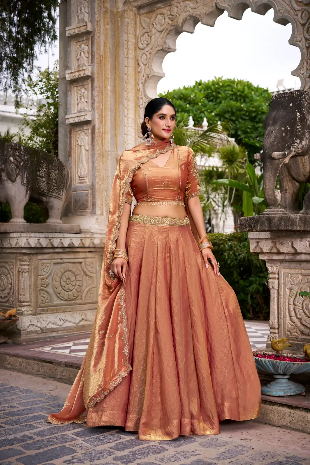 Rust Fendi Sequins Work Lehenga Choli | Lehenga, Bollywood Lehenga, Creative Lehenga, Designer Lehenga, Embroidered Lehenga, Party Wear Lehenga
