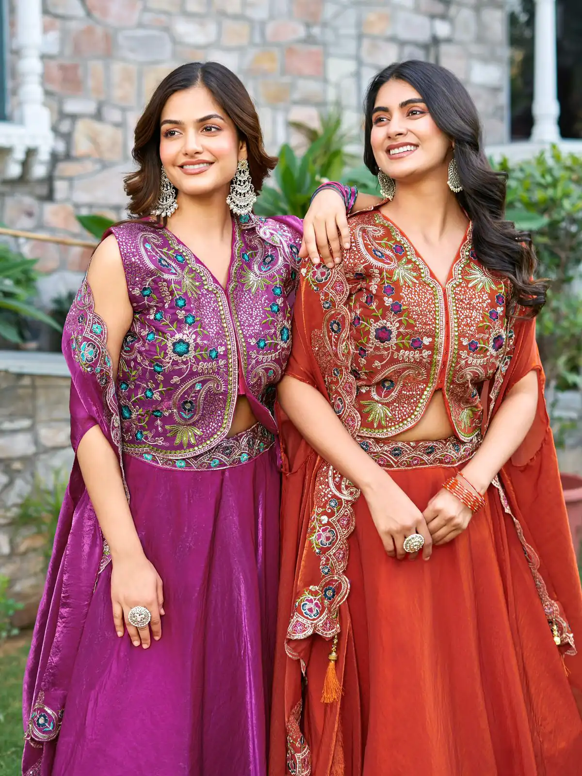 Rust Fendy Silk Embroidery Work Lehenga Choli | Lehenga, Bollywood Lehenga, Creative Lehenga, Designer Lehenga, Embroidered Lehenga, Party Wear Lehenga