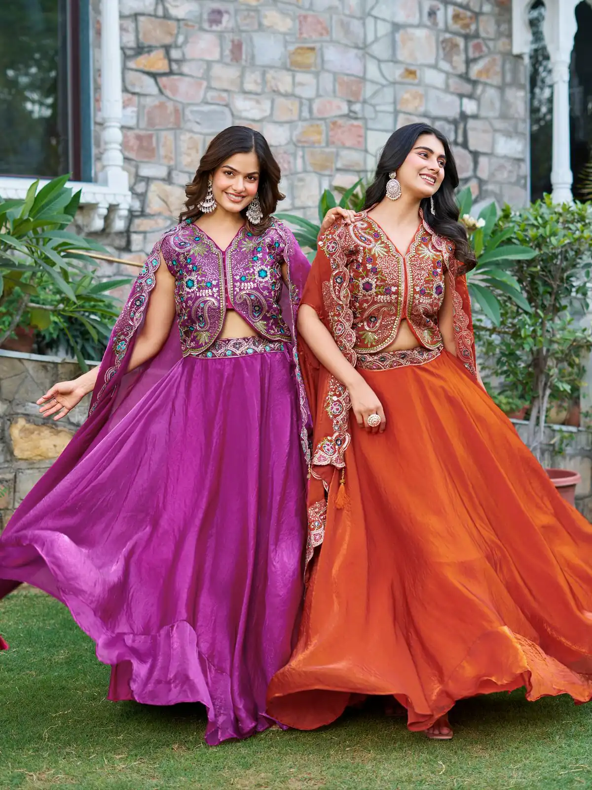 Rust Fendy Silk Embroidery Work Lehenga Choli | Lehenga, Bollywood Lehenga, Creative Lehenga, Designer Lehenga, Embroidered Lehenga, Party Wear Lehenga
