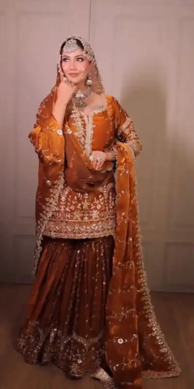 Rust Fendy Silk Embroidery Work Salwar Suit | Jump Suits, Salwar suit, Casual Suits, Creative suits, Designer Suits, Palazzo Suits, Party Wear Suits, Patiala Suits, Straight Suits