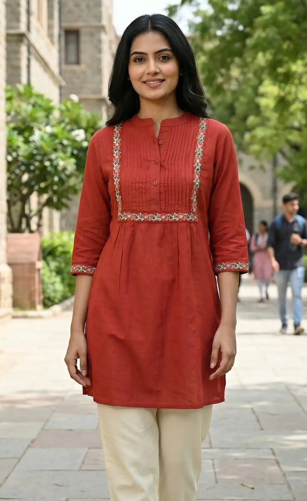Rust Rayon Multi Embroidery Work Kurti | Kurti, Bollywood Kurti, Creative Kurtis, Designer Kurti, Party Wear Kurti, Selfie Kurti
