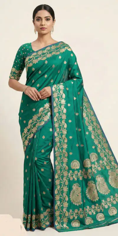 Sea Green Banarasi Soft Zari Lace Work Saree | Sarees, Bollywood Sarees, Creative Sarees, Designer Sarees, Embroidered Sarees, Ethnic Saree, Modern Digital sarees, Party Wear Sarees