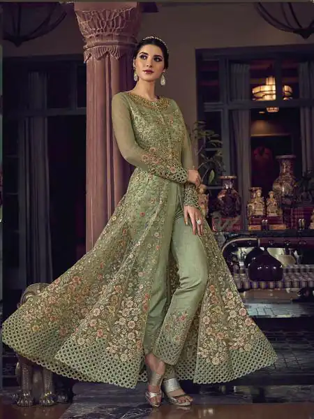 Sea Green Banglory Silk Embroidery Stone Work Salwar Suit | Jump Suits, Salwar suit, Casual Suits, Creative suits, Designer Suits, Palazzo Suits, Party Wear Suits, Patiala Suits, Straight Suits