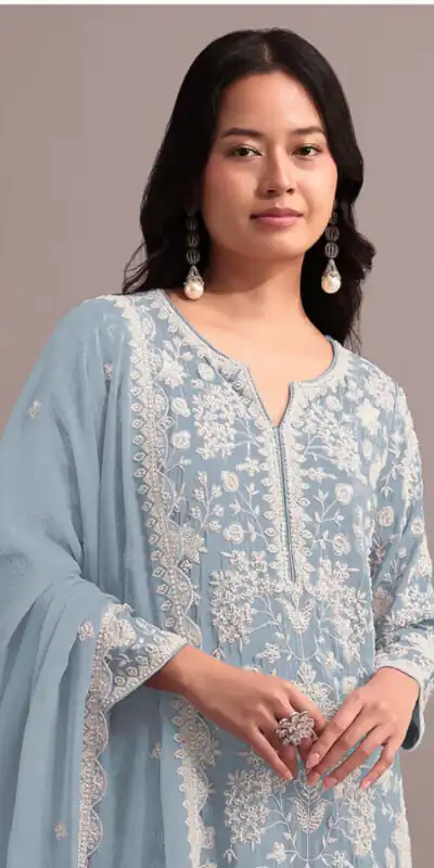 FC 703 Blue in Georgette Embroidery Work & Lace Work Salwar Suit . Festive Deal ₹2549. Delivery 4-6 Working Days. Shop now. | Jump Suits, Salwar suit, Casual Suits, Creative suits, Designer Suits, Palazzo Suits, Party Wear Suits, Patiala Suits, Straight Suits
