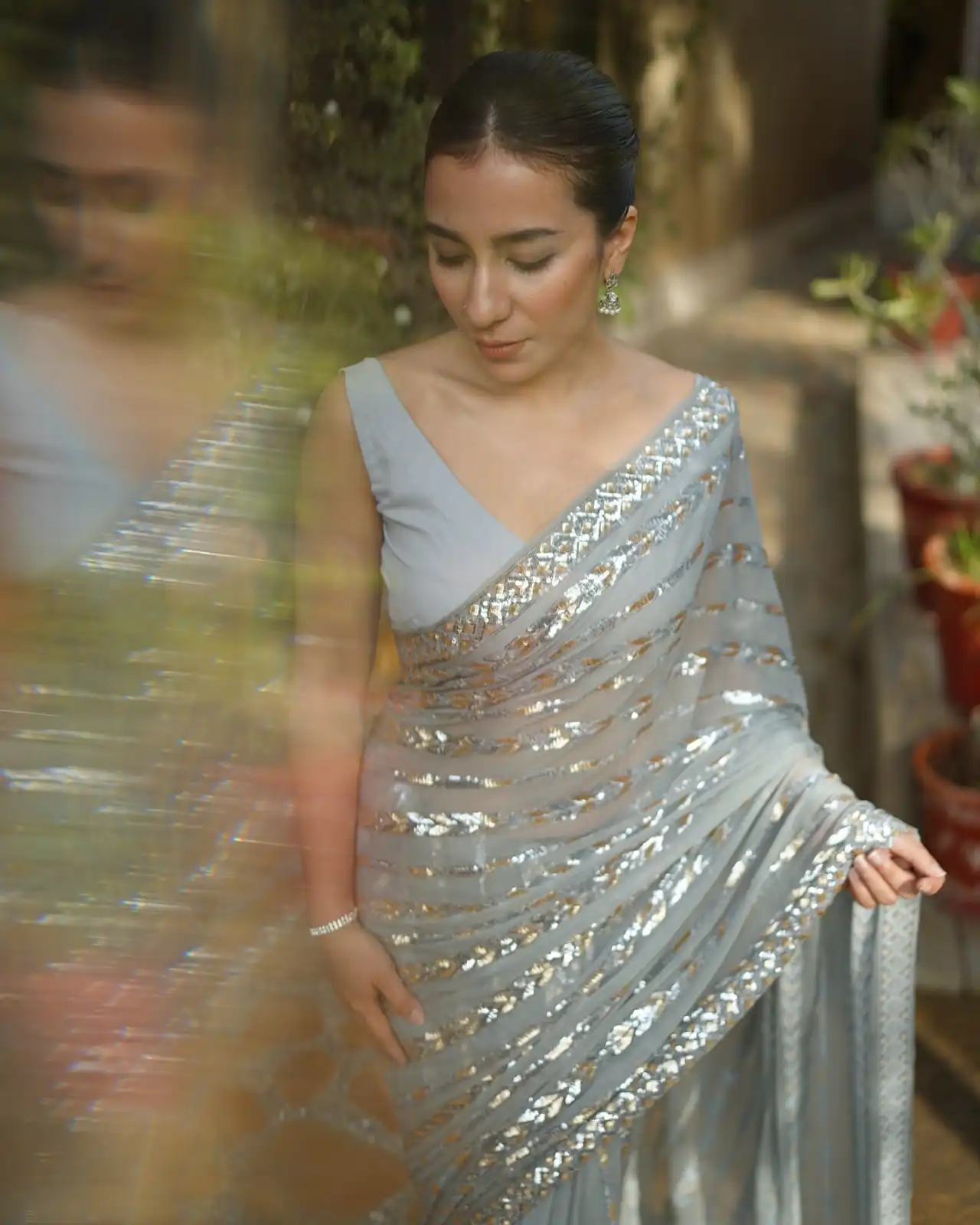 Silver Georgette Lace Embroidery Work Saree | Sarees, Bollywood Sarees, Creative Sarees, Designer Sarees, Embroidered Sarees, Ethnic Saree, Modern Digital sarees, Party Wear Sarees